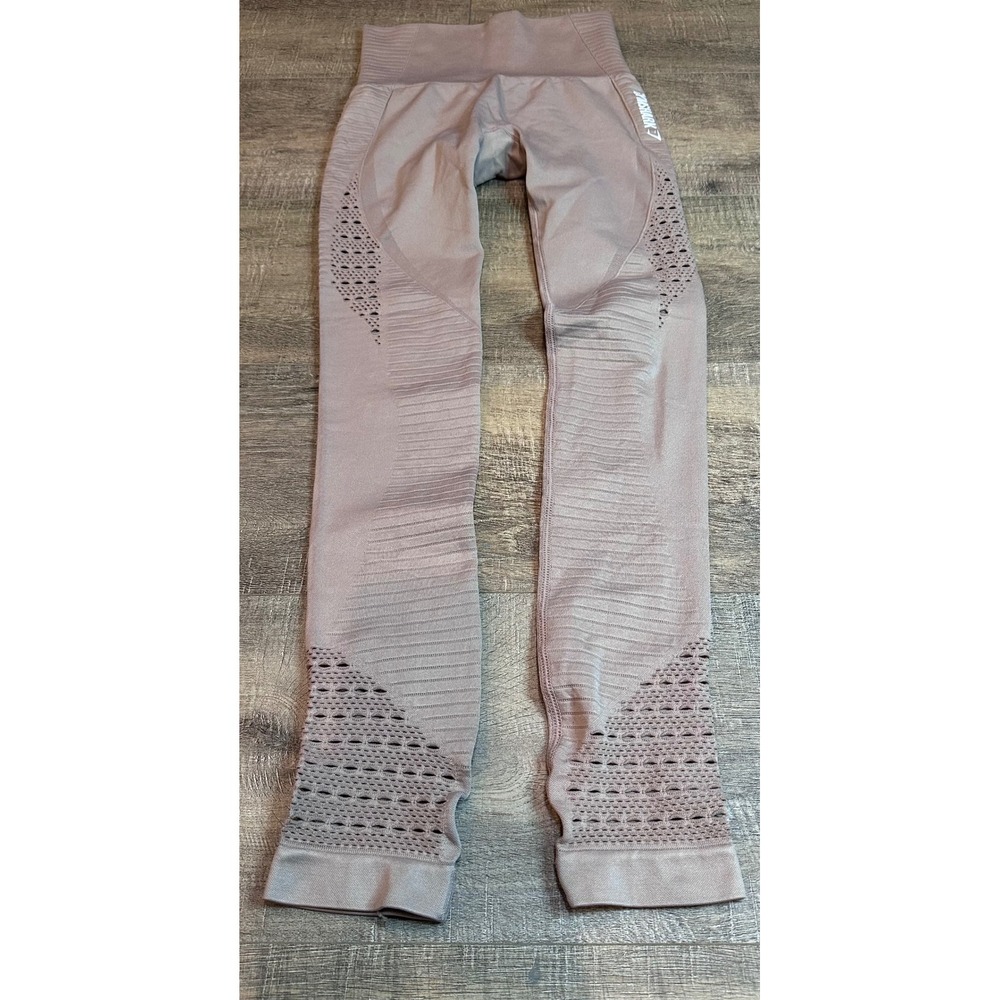 Gymshark Energy+ Seamless Leggings High Waisted Mauve Eyelet Detail Size XS-S